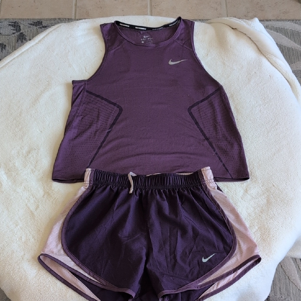Nike Woman's Purple & Light Mauve Athletic Tank and Shorts Set